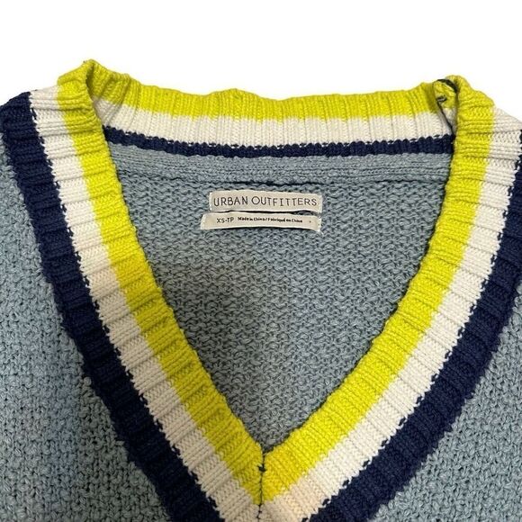 Urban Outfitters Blue Navy Yellow White V Neck Long Sleeve Casual Sweater XS - Picture 4 of 6